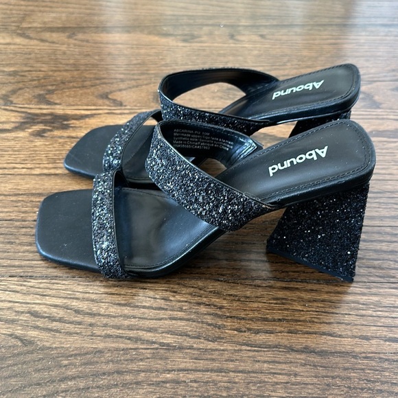Abound Carina Black Glittered Heeled Slide Womens Dress Sandals Size 10 - Picture 6 of 13